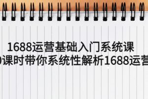 1688运营基础入门系统课,20课时带你系统性解析1688运营