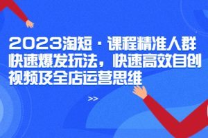 2023淘短·学习如何快速高效自创视频及全店运营思维