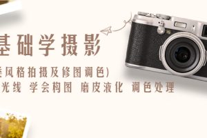 零基础学摄影实战修图调色教程：找准光线，学会构图，磨皮液化，调色处理！