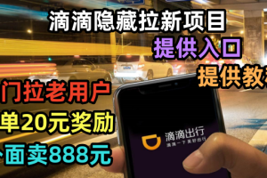 滴滴隐藏拉新项目曝光！专门拉老用户，一单20-50元奖励，提供入口和玩法教程！