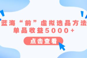 蓝海市场揭秘：蓝海“前”虚拟选品方法，单品收益5000！