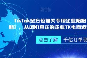 TIKTOK全方位通关专项企业陪跑【第三期】，从0到1真正的企业TK电商运营全流程