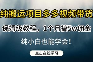 纯搬运视频带货保姆级教程：学会如何1个月搞5W佣金，轻松赚钱！
