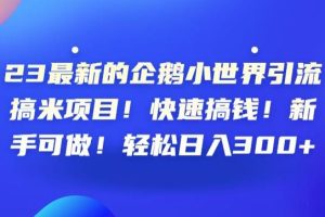 新手必看！揭秘QQ小世界引流搞米项目，快速搞钱轻松日入300！