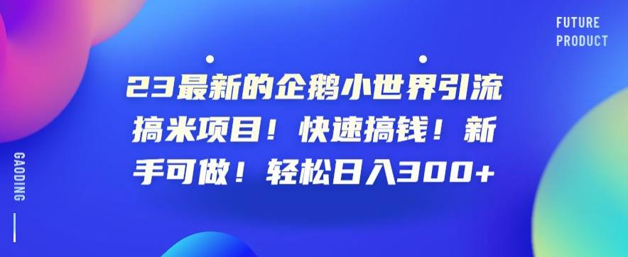 新手必看！揭秘QQ小世界引流搞米项目，快速搞钱轻松日入300！