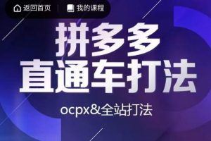 互力·拼多多直通车实战课程，掌握OCPX和全站推广的打法
