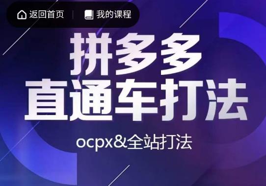 互力·拼多多直通车实战课程,掌握OCPX和全站推广的打法 互力·拼多多直通车实战课程,掌握OCPX和全站推广的打法