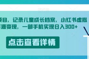 儿童成长档案项目揭秘：小红书虚拟资源变现，一部手机轻松实现每日300收益