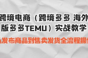 跨境多多TEMU全套实战教程：从商品发布到发货全流程掌握