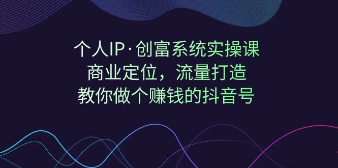 个人IP·创富系统实操课：引爆抖音流量，商业定位，教你打造赚钱的抖音号！