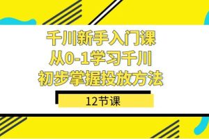 千川新手入门课：从0-1掌握投放方法，轻松上手投放策略（12节课）