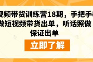 短视频带货训练营18期：零基础也能做，手把手教你制作爆款视频，听话照做，保证出单