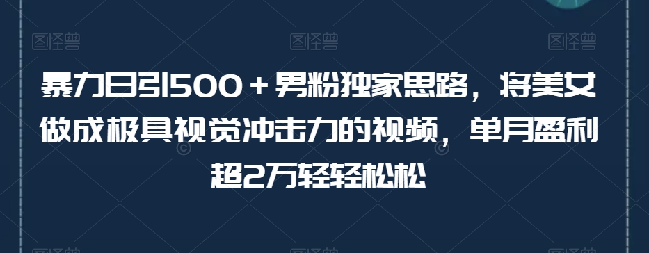 男粉独家思路:极具视觉冲击力的美女视频变现,单月盈利超2万轻松达成【揭秘】 男粉独家思路:极具视觉冲击力的美女视频变现,单月盈利超2万轻松达成【揭秘】