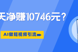 利用AI做短视频引流,卖398的虚拟产品,13天净赚10746元?