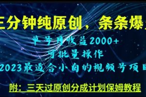 三分钟制作视频号纯原创，条条爆款，轻松月入过万