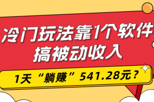 0基础可上手，冷门玩法靠1个软件搞被动收入，1天“躺赚”541.28元？