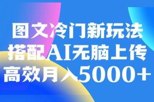 AI加持图文冷门新玩法，搭配AI无脑上传，高效月入5000