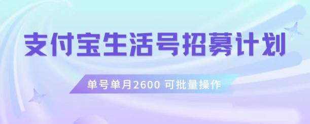 支付宝生活号作者招募计划,单号单月2600,可批量去做,工作室一人一个月轻松1W+【揭秘】 支付宝生活号作者招募计划,单号单月2600,可批量去做,工作室一人一个月轻松1W+【揭秘】