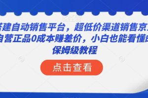 搭建自动销售平台，超低成本销售京东自营正品的保姆级教程！小白也能轻松上手，实现年入50万！