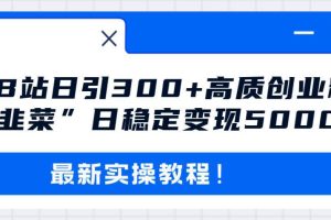 哔哩哔哩（B站）引流高质量创业粉教程：日引300+，“割韭菜”日稳定变现5000+！