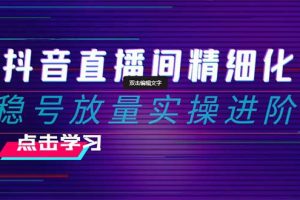 2024年抖音直播间精细化运营：稳定账号并提高流量的实操进阶课程，教你选品、排品、起号、灵活推广小店和投放千川付费。