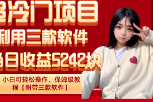 超冷门项目、利用三款软件、当日收益5242块、小白可轻松操作、保姆级教程【附带三款软件】