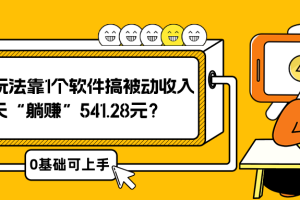 0基础可上手，冷门玩法靠1个软件搞被动收入，1天“躺赚”541.28元？