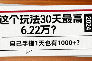 这个玩法30天最高6.22万？自己手搓1天也有1000+？