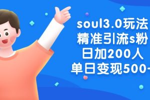 soul3.0玩法：精准引流s粉男粉，日加200人单日变现500+