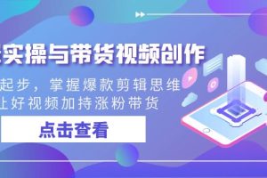 剪辑实操与带货视频创作教程，从0起步，掌握爆款剪辑思维，让好视频加持涨粉带货