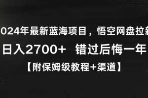 2024年最新蓝海悟空网盘拉新，日入2700+错过后悔一年【附保姆级教程+渠道】
