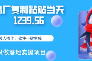 鹅厂复制粘贴，无脑搬运单账号当天1239.56元，软件一键生成