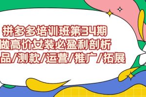 拼多多开店培训班第34期：做高价女装必盈利剖析 选品/测款/运营/推广/拓展