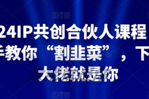 2024知识IP共创合伙人课程，手把手教你“割韭菜”，下一个大佬就是你