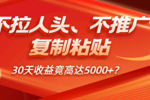 不拉人头、不推广，复制粘贴30天收益竟高达5000+？