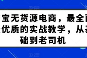 淘宝无货源电商课程：最全面最优质的实战教学，从基础到老司机