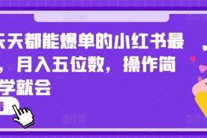 2024年天天都能爆单的小红书玩法，月入5位数，操作简单，小白也可以学【揭秘】