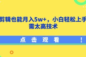 最新影视剪辑也能月入5W   +，小白轻松上手，无需太高技术