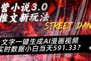 自营小说3.0版推文新玩法、文字一键生成AI漫画视频、实时数据小白当天591.33？4q