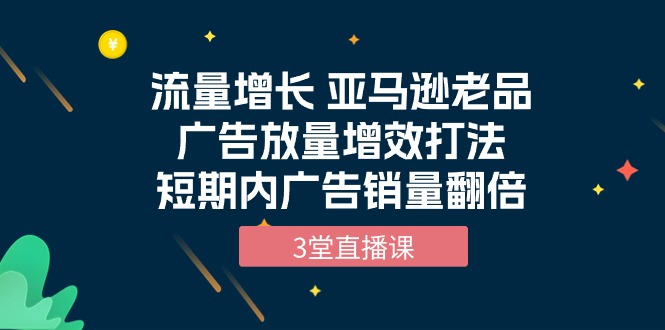 流量增长课程：亚马逊老品广告放量增效打法，短期内广告销量翻倍（3堂直播课）