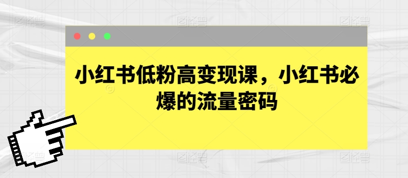 小红书变现宝典!低粉逆袭,流量密码轻松解锁 小红书变现宝典!低粉逆袭,流量密码轻松解锁