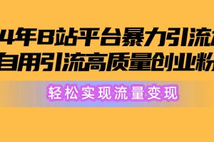 2024年B站引流高质量创业粉:从搬运到变现,,轻松实现流量变现!