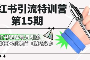 小红书引流特训课程-第15期，小红书矩阵号月引流80000+到微信（10节课）