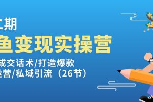 闲鱼变现实操训练营第2期:选品/成交话术/打造爆款/精细运营/私域引流