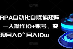 AI+RPA自动化自媒体矩阵课，一人操作10+账号，变现月入0~月入10W